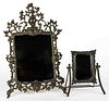 DECORATIVE CAST-METAL DRESSING MIRRORS, LOT OF TWO