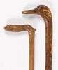 AMERICAN CARVED FOLK ART CANES / WALKING STICKS, LOT OF TWO