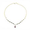 18k Gold Diamond Ruby Necklace