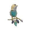 1960s 18k Gold Emerald Diamond Sapphire Bird Brooch 