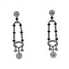 Platinum 6.18ctw Diamond Onyx Long Drop Earrings