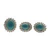 18k Gold 8.30ctw Diamond Turquoise Earrings Ring Set