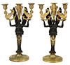 Pair of Empire or Style Gilt Bronze Winged Figural Candelabras