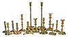 Group of 14 Brass Candlesticks