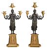 Pair Neoclassical Style Gilt Bronze Figural Candelabras