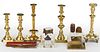 ASSORTED BRASS CANDLESTICKS AND DECORATIVE ARTICLES, LOT OF 12