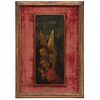PAR DE ANGELILLOS. SIGLO XVIII. Óleo sobre tela. Con placa referida: “Botticelli ca. 1468”. 49 x 20 cm.