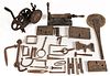 ASSORTED CAST AND WROUGHT-IRON AND WOODEN ARTICLES, UNCOUNTED LOT