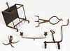 ASSORTED WROUGHT-IRON HEARTH ARTICLES, LOT OF FIVE