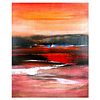 Sisi Sun, "Misty Beach" Original Acrylic Painting on Board, Hand Signed with Letter of Authenticity