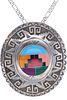 Zuni Sterling Silver Inlaid Mosaic Necklace c 1960