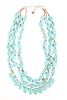 Triple Strand Turquoise Sterling Silver Necklace