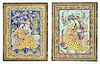 2 Persian Theme Figural Tile Mosaics