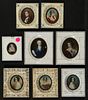 19th C Miniature Portraits in Bone Veneer Frames