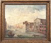  VIEW OF A VENETIAN CANAL OIL PAINTING