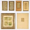5 Persian Works on Paper and 1 Inlaid Frame