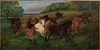  NEW FOREST HORSES COLT HUNTING LANDSCAPE OIL PAINTING
