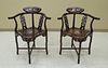 Pair of Chinese Mother-of-Pearl Inlay Wood Corner Chairs.