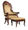 Rococo Revival Rosewood Armchair and Footstool
