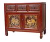 Chinese Red-Stained and Gilt Decorated Cabinet
