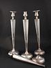 Four Sterling Silver Distressed Candlesticks