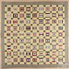 Pieced courthouse steps quilt, late 19th c., 83'' x 82''.