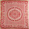 Red and white jacquard coverlet, 19th c., 80'' x 80''.