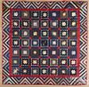 Victorian silk quilt, 77'' x 76''.