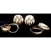 Hoop and Button earrings in 14 Karat Yellow Gold