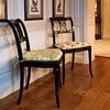 Pair of George III Style Black Painted and Caned Side Chairs