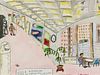* Red Grooms, (American, b.1937), Museum Hallway "City Junket", 1980