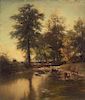 * Arthur Parton, (American, 1842-1914), Landscape with Cows in Stream