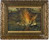 Kurz & Allison chromolithograph, titled Destruction of the U.S. Battleship Maine, 18'' x 25''.