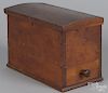 Unusual Pennsylvania cherry document box, 19th c., with a domed lid and side drawer, 9'' h.