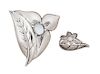 A Collection of Sterling Silver and Moonstone Flower Brooch, Georg Jensen USA, 14.20 dwts.