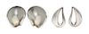 A Collection of Modernist Sterling Silver Earclips, Georg Jensen, 14.10 dwts.