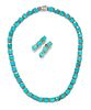 A Sterling Silver and Turquoise Demi Parure, Chile 31.90 dwts.