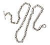 * A Sterling Silver Bow Tie Link Chain Necklace, 60.90 dwts.