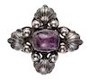 A Silver and Amethyst Pendant/Brooch, Mexico, 32.60 dwts.