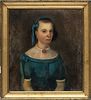 American School Oil On Canvas, Portrait Of Young Girl, C 1840 H 22", W 20"