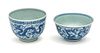 Chinese Blue & White Porcelain Bowls, H 2'' Dia. 3'' 2 pcs