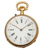 French Junod Freres 18K Gold Open Face Pocket Watch Dia. 1.2'' 30g