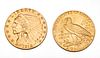U.S. Gold $2.50 Indian Head Coins, 1911 And 1912, With 14kt Cufflink Mountings, 18mm Diameter