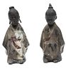 Japanese Bronze, Polychrome Figures H 6.5''