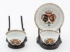 Armorial Chinese Export Handless Cups & Saucer 1750, 3 Pcs. W 4.6