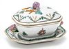 Chinese Export Porcelain Style Covered Tureen & Underplate, H 5'' W 5'' L 7.5''