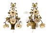 Louis XVI Style Brass Sconces, Porcelain Flowers, H 19'' W 13'' Depth 8'' 1 Pair