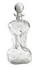 French 4-chamber Etched Crystal Decanter, C. 1940, H 11.5'' Dia. 4.5''