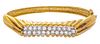 Diamond And 18K Semi Bangle Bracelet C. 1940, W 1.8'' L 2.4''
