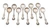 Roger Williams Silver Co. Sterling Silver Cream Soup Spoons, L 5.5'' 8.32t oz 10 pcs